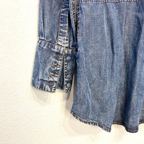 Soft Surroundings Embroidery Long Sleeve Button Down Shirt Top Small - Picture 7 of 10